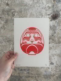 Image 1 of 'Daruma Dolls' A5 Hand-Pulled Single-Colour Screen Print on Cream Card