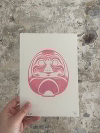 Image 2 of 'Daruma Dolls' A5 Hand-Pulled Single-Colour Screen Print on Cream Card