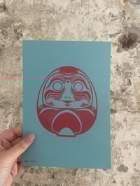 Image 3 of 'Daruma Dolls' A5 Hand-Pulled Single-Colour Screen Print on Various Coloured Card