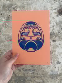 Image 4 of 'Daruma Dolls' A5 Hand-Pulled Single-Colour Screen Print on Various Coloured Card