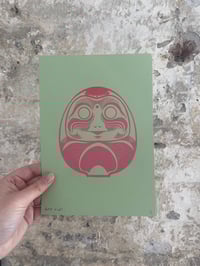 Image 5 of 'Daruma Dolls' A5 Hand-Pulled Single-Colour Screen Print on Various Coloured Card