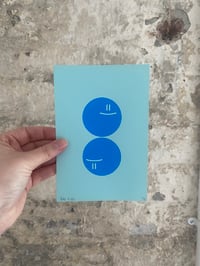 Image 2 of 'Happy Sad Faces' A6 Hand-Pulled Screen Print on Coloured Card