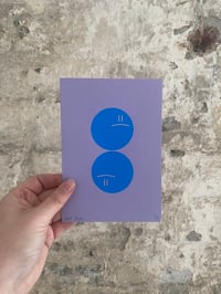 Image 3 of 'Happy Sad Faces' A6 Hand-Pulled Screen Print on Coloured Card