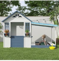 Image 6 of Ellington Wooden Playhouse With Sandbox - White