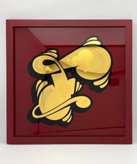 Image 1 of F - Letter - Framed Reverse Painted and Gold Gilded Glass