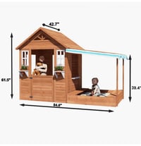 Image 3 of Ellington Wooden Playhouse With Sandbox - Natural 