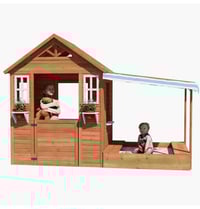 Image 2 of Ellington Wooden Playhouse With Sandbox - Natural 