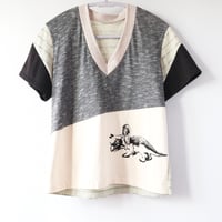 Image 1 of triceratops neutral courtneycourtney adult size m/l medium large vneck short sleeve tee tshirt top