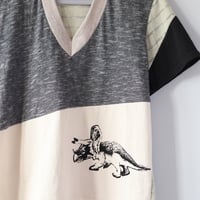 Image 2 of triceratops neutral courtneycourtney adult size m/l medium large vneck short sleeve tee tshirt top