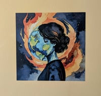 Image 2 of  World is on Fire Watercolor Peel and Stick Art Print - 8 x 8 in.  