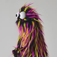 Image 3 of The MINI Critter Monster Puppet in Black with Spiked Yellow and Pink