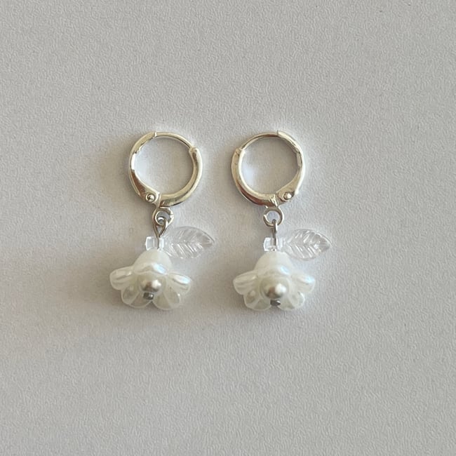 morning glory flower silver/gold huggie hoop earrings