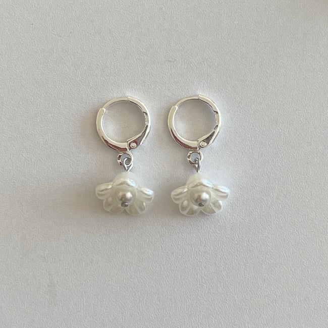 morning glory flower silver/gold huggie hoop earrings