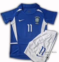 Image 3 of Brazil 2002 away RONALDINHO kids retro kit