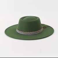 Image 1 of Green Wide Brim Fedora