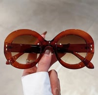 Tea Colored Round Sunglasses 