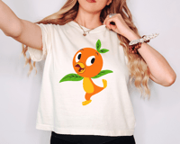 Image 2 of Orange Bird Crop Boxy Tee