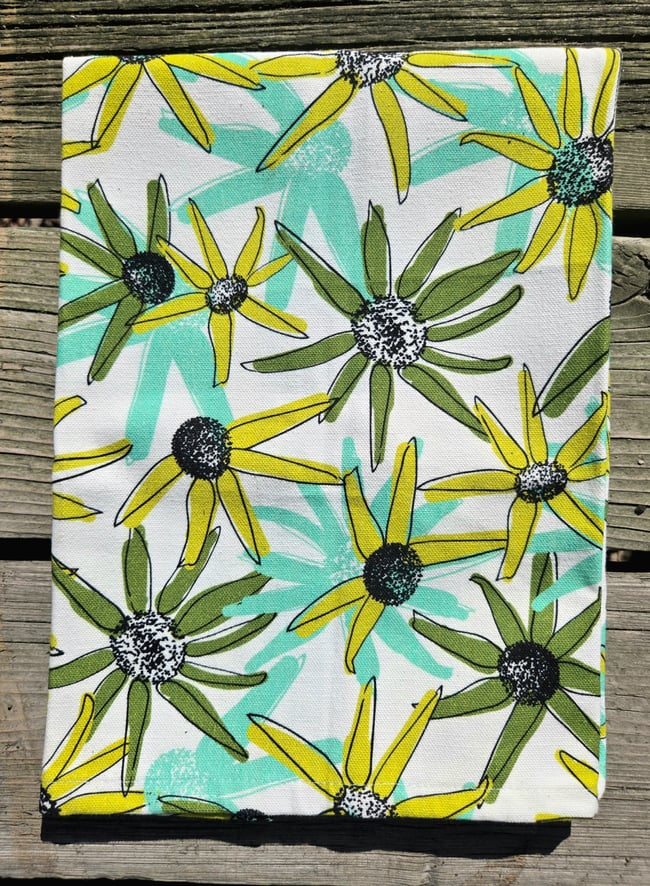 Rudebeckia Tea Towel (Teal)