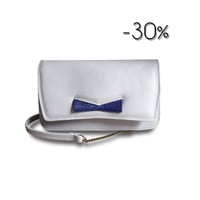 Image 1 of Sac pochette CHIC Gris Noeud Indigo X Peau de Fleur