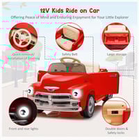 Image 2 of Chevrolet 3100 12V Ride-On Truck W/ Remote, USB - Crimson