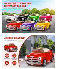 Image 9 of Chevrolet 3100 12V Ride-On Truck W/ Remote, USB - Crimson