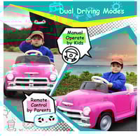 Image 19 of Chevrolet 3100 12V Ride-On Truck W/ Remote, USB - Pink Petal