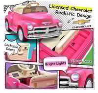 Image 21 of Chevrolet 3100 12V Ride-On Truck W/ Remote, USB - Pink Petal
