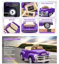 Image 11 of Chevrolet 3100 12V Ride-On Truck W/ Remote, USB - Lilac