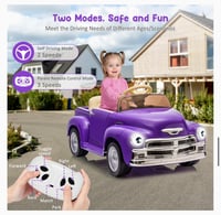 Image 13 of Chevrolet 3100 12V Ride-On Truck W/ Remote, USB - Lilac