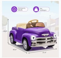Image 17 of Chevrolet 3100 12V Ride-On Truck W/ Remote, USB - Lilac