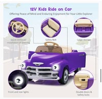 Image 14 of Chevrolet 3100 12V Ride-On Truck W/ Remote, USB - Lilac