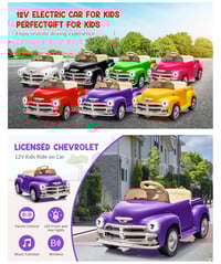 Image 16 of Chevrolet 3100 12V Ride-On Truck W/ Remote, USB - Lilac
