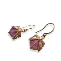 Image 5 of Fire Opal Dainty Dragonfly Earrings – Insect Jewelry with Vintage Bohemian Czech Glass Opals