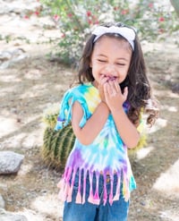 Image 3 of Tie Dye Fringe Top Baby Toddler Girl’s Boho Shirt 