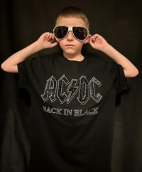 Image 3 of Vintage AC DC T shirts, upcycled, hand custom rhinestoned logos