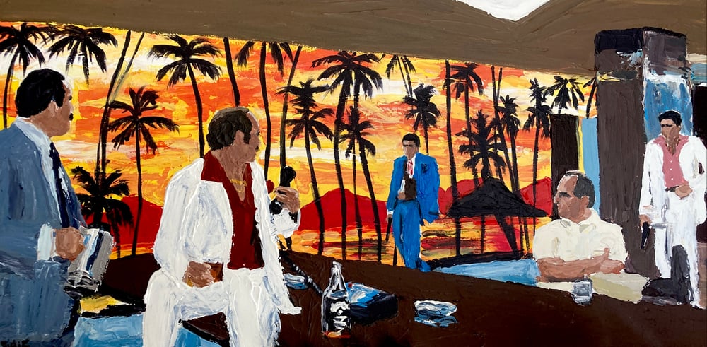 Image of Tony visits Frank (original on canvas)