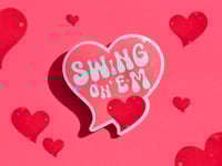 Image 1 of Swing On 'Em Double Hearts Die Cut Vinyl Sticker