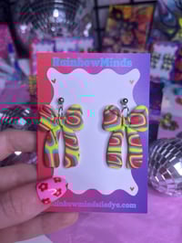 Image 1 of Trippy neon bow earrings 