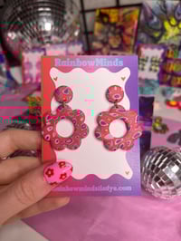 Trippy geo flower earrings
