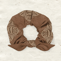 Image 1 of Mocha Mousse Hair Scrunchie - Tan Accents