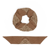 Image 6 of Mocha Mousse Hair Scrunchie - Tan Accents