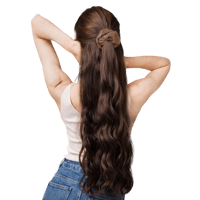 Image 5 of Mocha Mousse Hair Scrunchie - Tan Accents