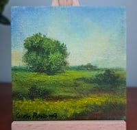 Image 1 of Miniature original acrylic landscape painting magnet with easel 3x3 canvas-ce1cadc4