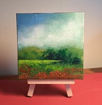 Image 1 of Miniature original acrylic landscape painting magnet with easel 4x4 canvas-d0f36788