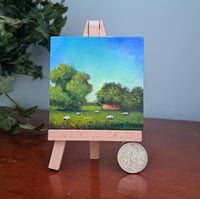 Image 2 of Miniature original acrylic landscape painting magnet with easel 3x3 canvas