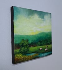Image 5 of Miniature original acrylic landscape painting magnet with easel 4x4 canvas