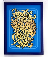 Image 1 of Graffiti Alphabet v2 - Framed Reverse Painted and Gold Gilded Glass