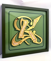 Image 4 of K - Letter - Framed Reverse Painted and Gold Gilded Glass