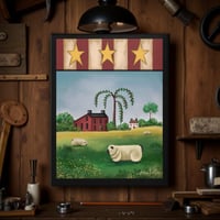 Image 3 of Primitive Folk Art Sheep Giclée Country Print Wall Decor 
