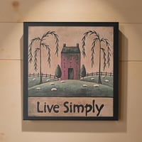 Image 1 of Primitive Folk Art Giclee Print Sheep Live Simply  2 sizes